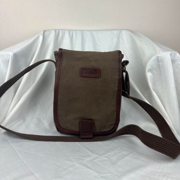 DULUTH TRADING CO. Oil Cloth & Leather Shoulder Crossbody Organizer Sling Bag - Picture 1 of 8